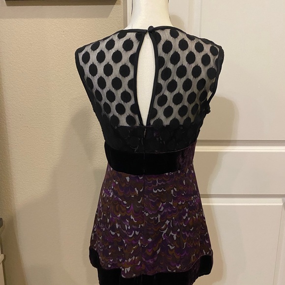 NWOT “NANETTE LEPORE” PURPLE VELVET BLACK POLKA DOT SLEEVELESS TOP – SZ 6 - Picture 4 of 13